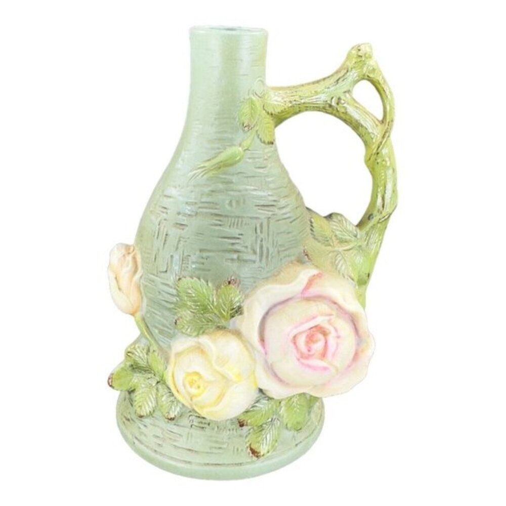 Antique Schafer And Vater Rose Vase Fine Porcelain Vase Textured Flower Marked